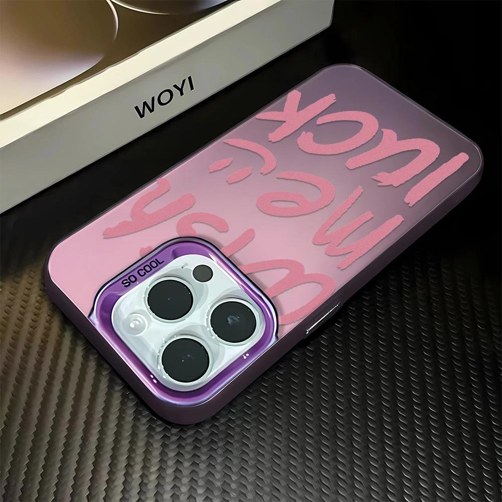 Rose Red English Letters Phone Case For lPhone 17 16Pro Max 15 14 13 12 11 Shockproof Bumper CoverCase Funda 16 Pro 15 14 Case