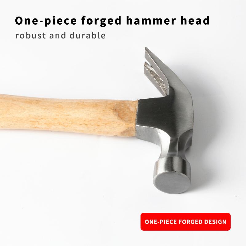 Claw Hammer Multi-function Woodworking Nail Wooden Handle Shock Absorption High Carbon Steel Durability Car Household Tool
