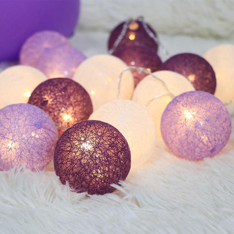 Catena di Luci a LED Palline di Cotone Thailandia - 6cm Scintillanti Decorazioni Natalizie e per la Camera da Letto
