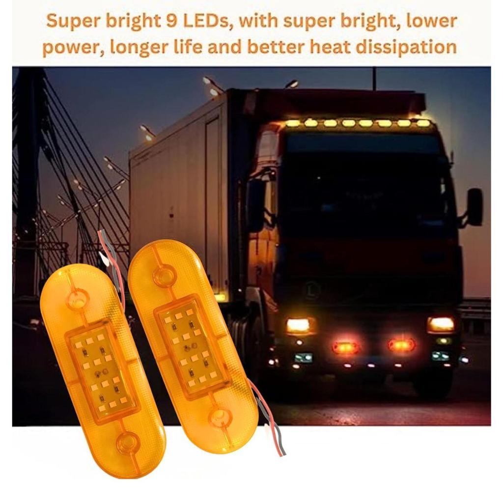 8PCS Lampes d'éclairage latéral arrière à LED Ambre 12V pour Camion Remorque Camping-car Bus Bateau | Base Plate Étanche