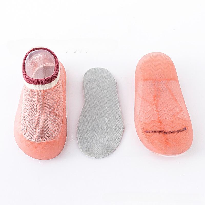 Primăvară și vară Pantofi pentru copii mici, anti-alunecare, plasă pentru bebeluși, respirabili, pentru interior, cu fundul moale, pantofi pentru copii, șosete.