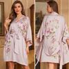Yaoting Elegant Retro Chinese-Style Satin Nightgown for Women, Luxurious & Noble Home Bathrobe - Summer 3370.