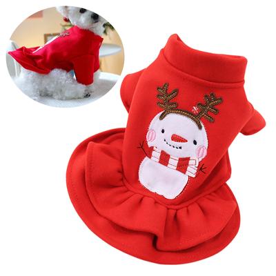 Pet Dress with Snowman Pattern and Antler Headband Soft Fabric Comfortable Fit Festive Style Suitable for Small Dogs and Cats