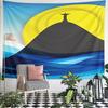 Rio Statue Silhouette with Sunset Pattern Wall Hanging Tapestry Decorative Tapestry Home Decor for Bedroom and Living Room