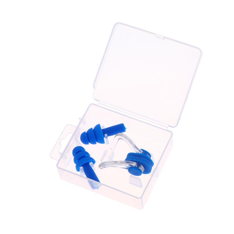 

1 Set Waterproof Soft Silicone Swimming Earplugs Nose Clip Swimming Ear & Nose Protector For Adult Children синій