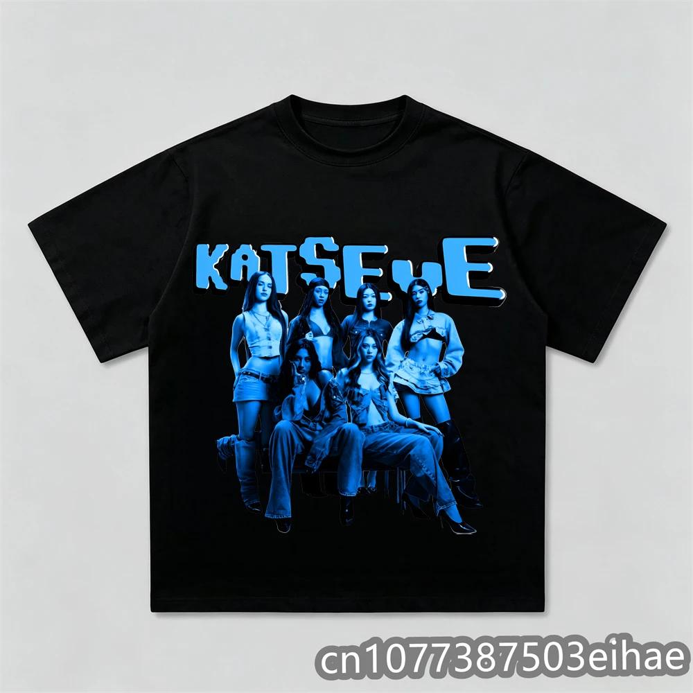 Unisexs Y2K Korean Style Gothic Katseye Print Graphic TShirt Crew Neck Short Sleeve Casual Top for Kids