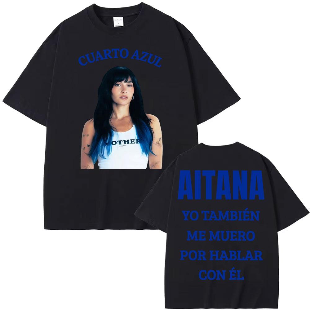 2026 Singer Aitana Cuarto Azul Tour Camisetas Gráficas Unisex Moda Femenina Estética Camiseta de Manga Corta Algodón Camiseta Casual