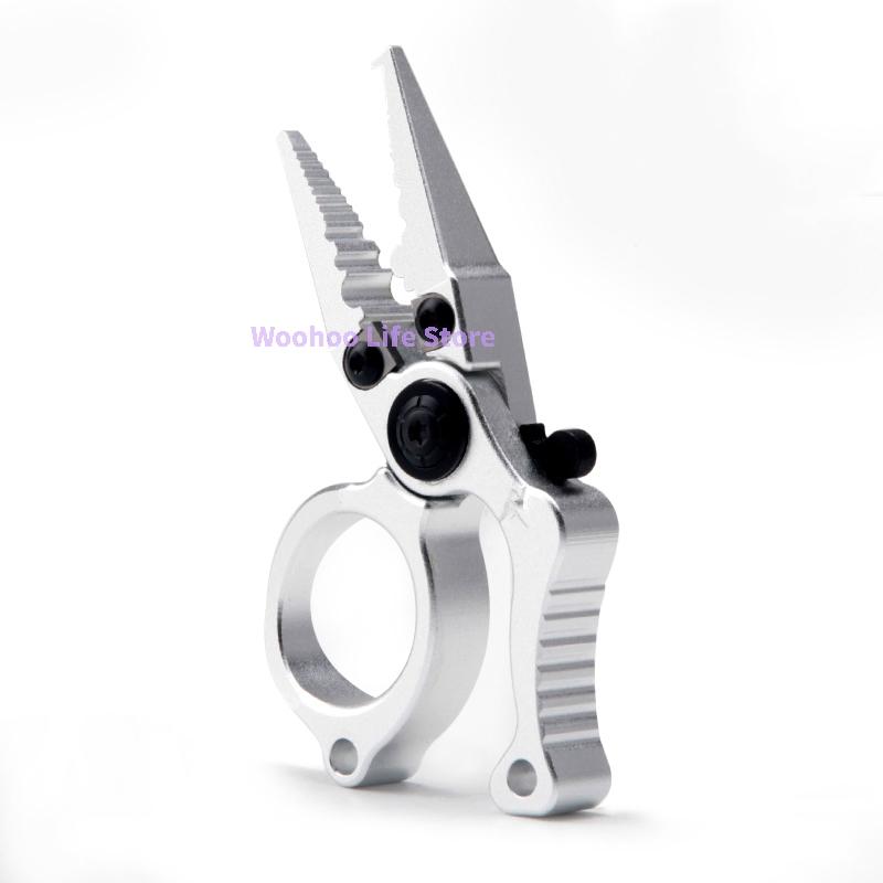Compact Lockable Fishing Pliers Aluminum Alloy Mini Lure Pliers with Ring Opener And Line Cutter for Saltwater Outdoor Use