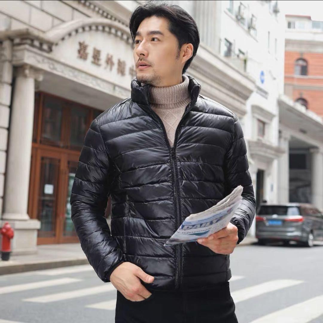 

Autumn and Winter New Light and Thin Men s Short Business Casual Hooded Stand-up Collar Cotton Jacket 5XL