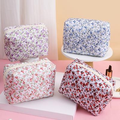 Yousheng Floral Make-up-Tasche, große Kapazität, Reißverschluss, tragbar, multifunktional, für Frauen und Mädchen, Reise, Lippenstift, Kosmetik, Kulturbeutel