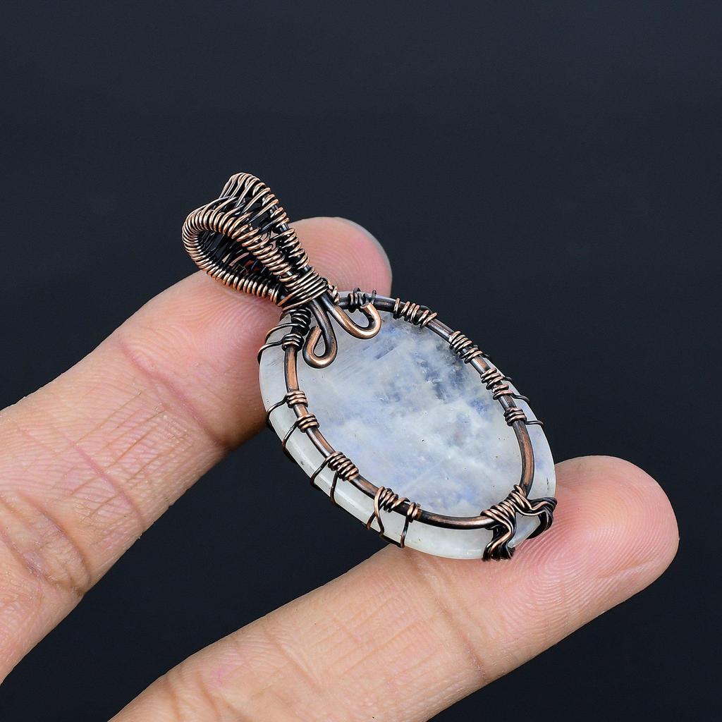 Tree Of Life Moonstone 999 Copper Wire Wrapped Pendant, Handmade Gemstone Pendant, Gift For Mom Antique Jewelry