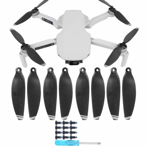 Lightweight Wing Blade Propellers, Drone Spare Accessories for Mavic Mini, 12 Screws, 8 Blades, Black with Silver Edges for Aircraft Use
