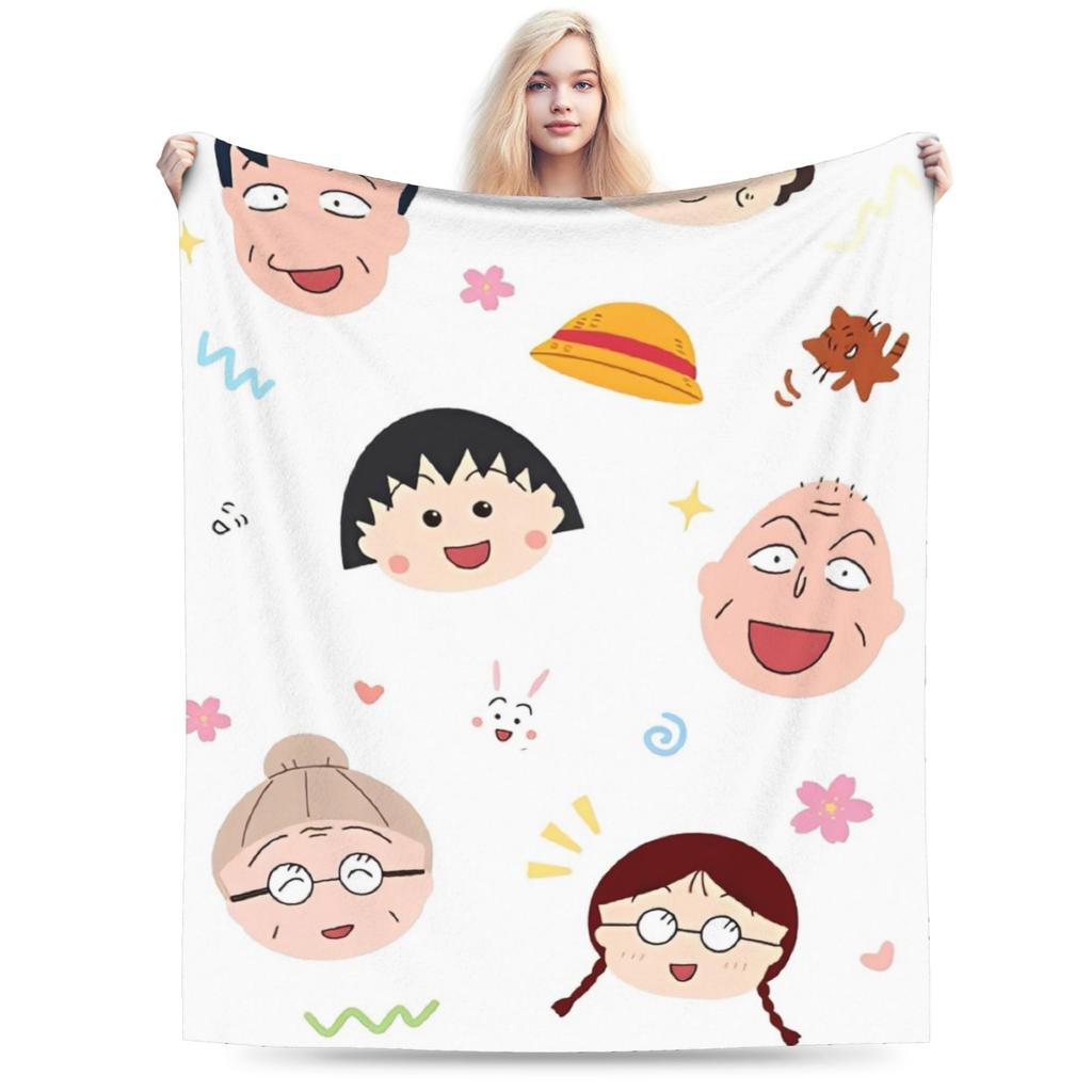 Comfortable chibi maruko chan Japan Anime Blanket Accessories Bedding Decorative Throw Blanket Warm Velvet for Travel