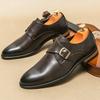 New Fashion Men Pointed Black Brown Dress Business Suit Casual Shoes Monk Strap Loafers Party Wedding Dress Homecoming Footwear