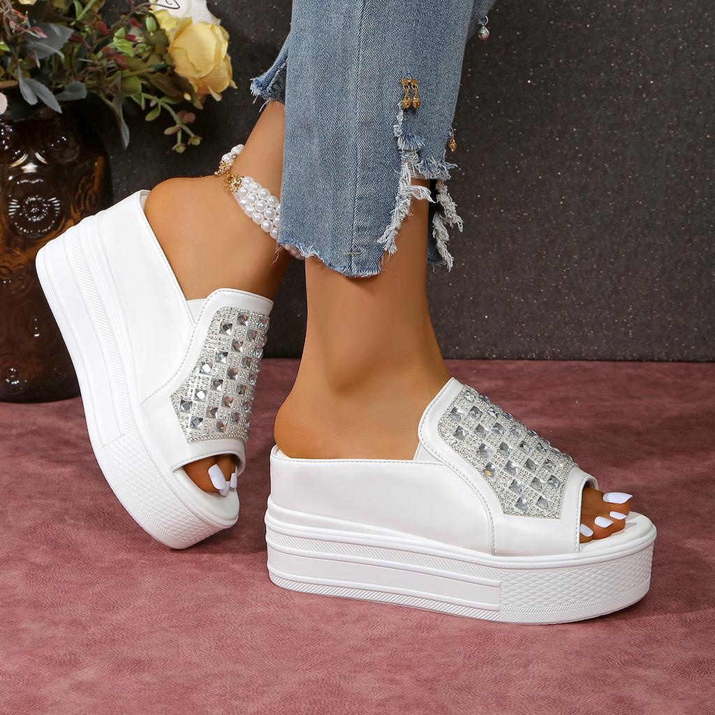 Cool Slippers Female Summer Wear 2025 New All-match Internet Celebrity Thick-soled Increased Semi-slippers Female