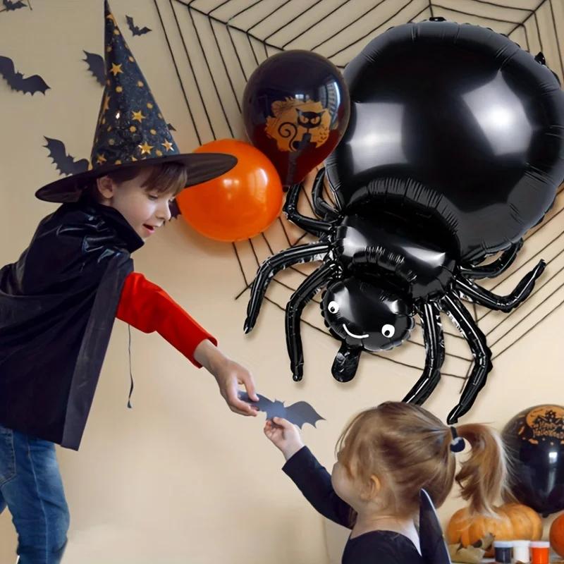 1/5/10/20pcs Halloween Black Large Spider Balloon Foil Balloons Happy Party Decor for Kid Toys Globos Haunted Hous Horror Props