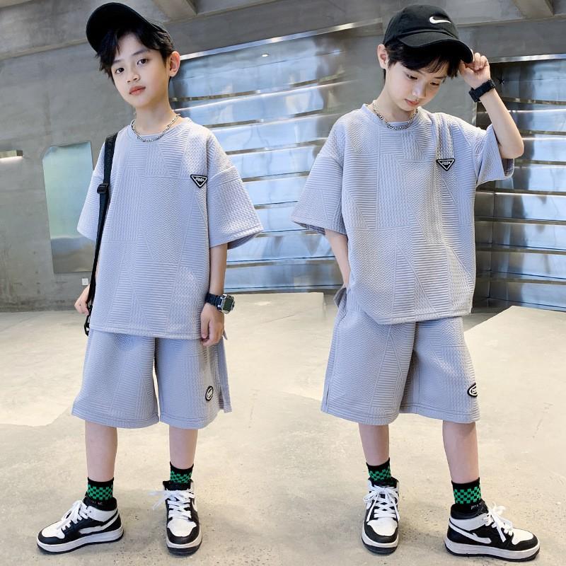 Boys Summer Sets Teenager Casual Outfits Children Clothes Suits Kids Short Sleeves Tops+Baggy Pants