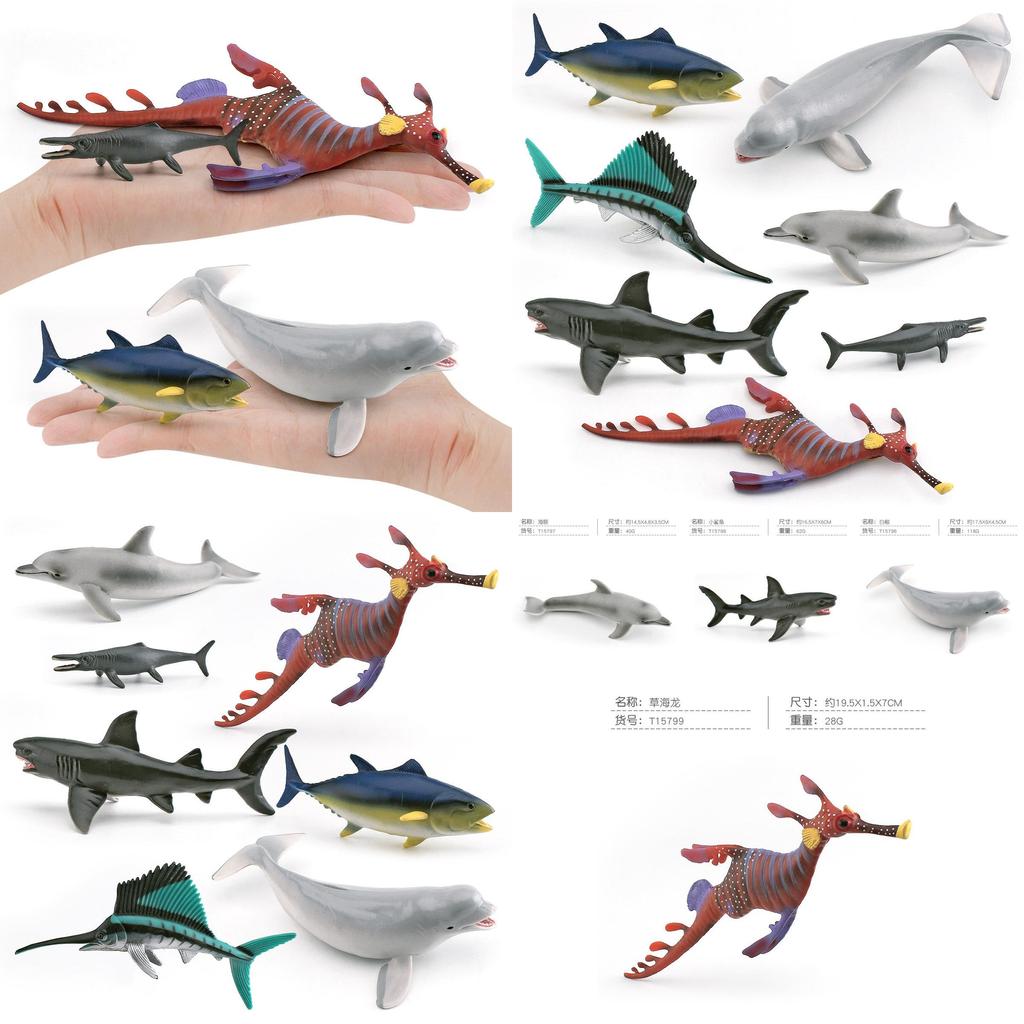 Lifelike Pvc Marine Animal Figurine White Whale Shark Sea Dragon Sailfish Tuna Decor