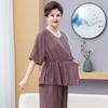 Women's Plus Size Summer Short Sleeve Top & Wide-Leg Pants Set