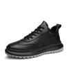 Fashion Leather Casual Design Shoes Men Flats Platform Shoe Soft Sole Sports Sneakers Man Comfortable Lace Up Black Footwear 20024