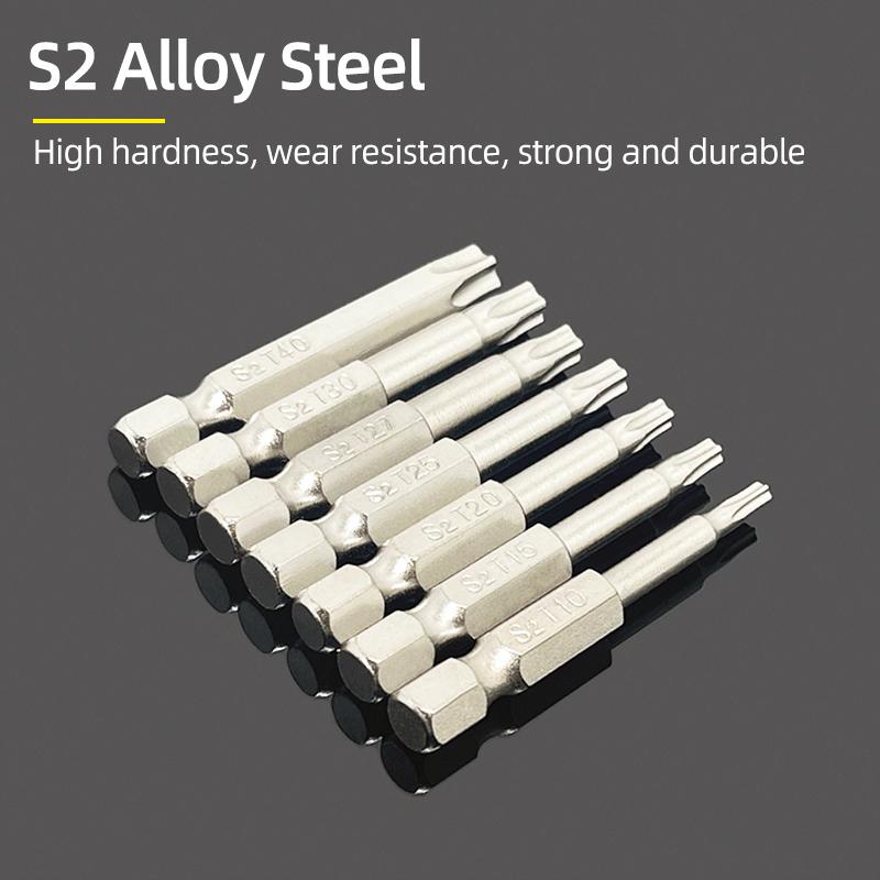 Zestaw bitów w kształcie gwiazdy pentakularnej T10-T40 trzpień sześciokątny 1/4 cala stal S2 magnetyczne 50 mm bit do wkrętarki klucz zapadkowy narzędzia ręczne