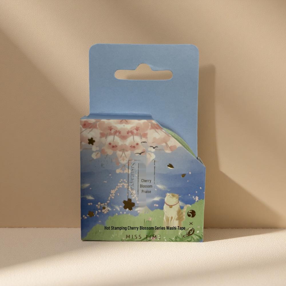 Shiguang Sakura Story Washi Tape - Fresh Japanese Floral Design for Journals & DIY Collage Decoration