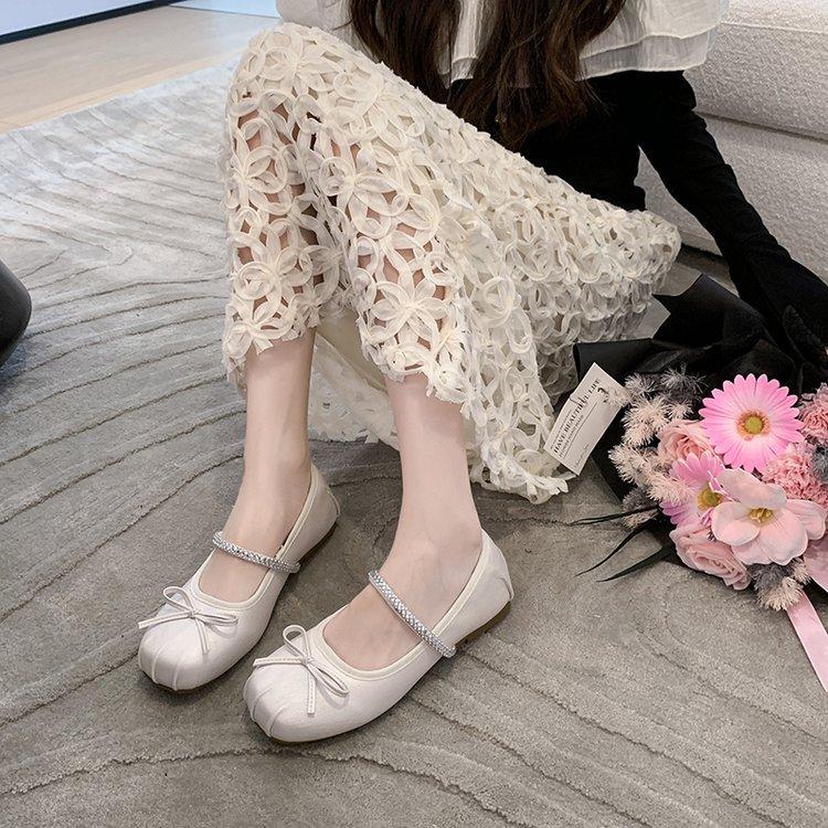 French flat shoes, silver single shoes women, new autumn to pair with skirts, ballet, Mary Jean, and small leather shoes P378
