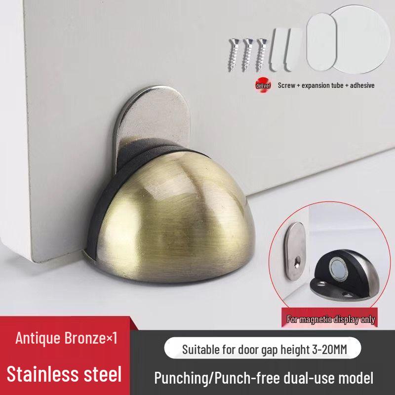 304 Stainless Steel Anti-Collision Turtle Top Door Stopper - Floor Mount for Glass Doors