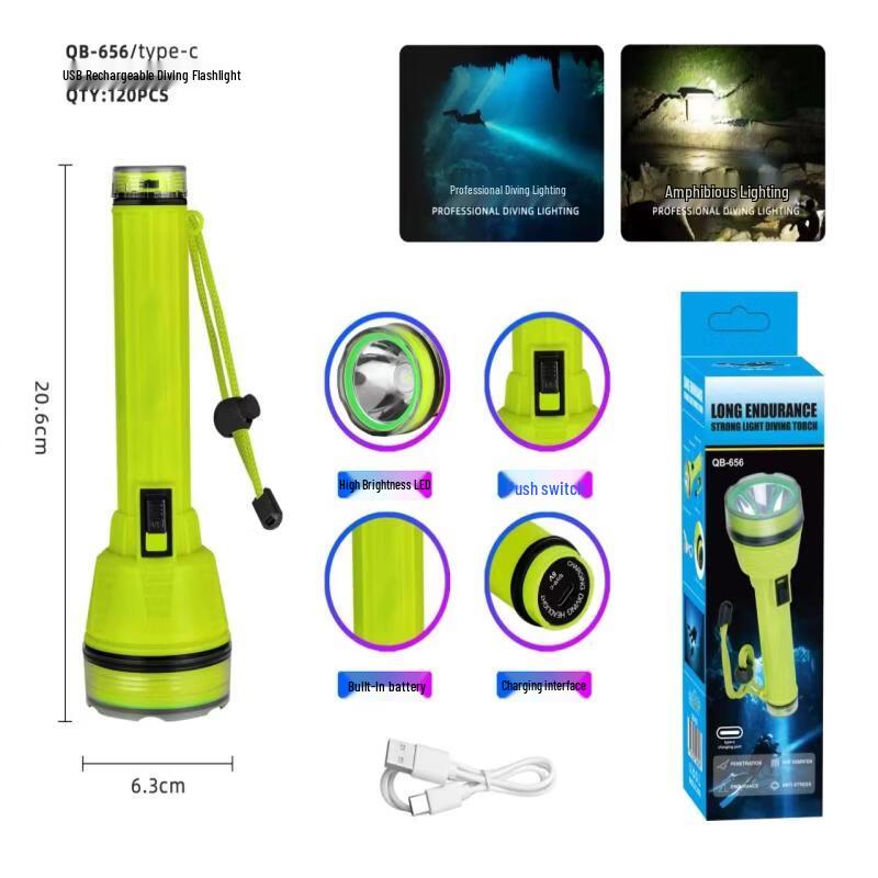 Nufeng QB656 IPX8 Rechargeable Diving Flashlight