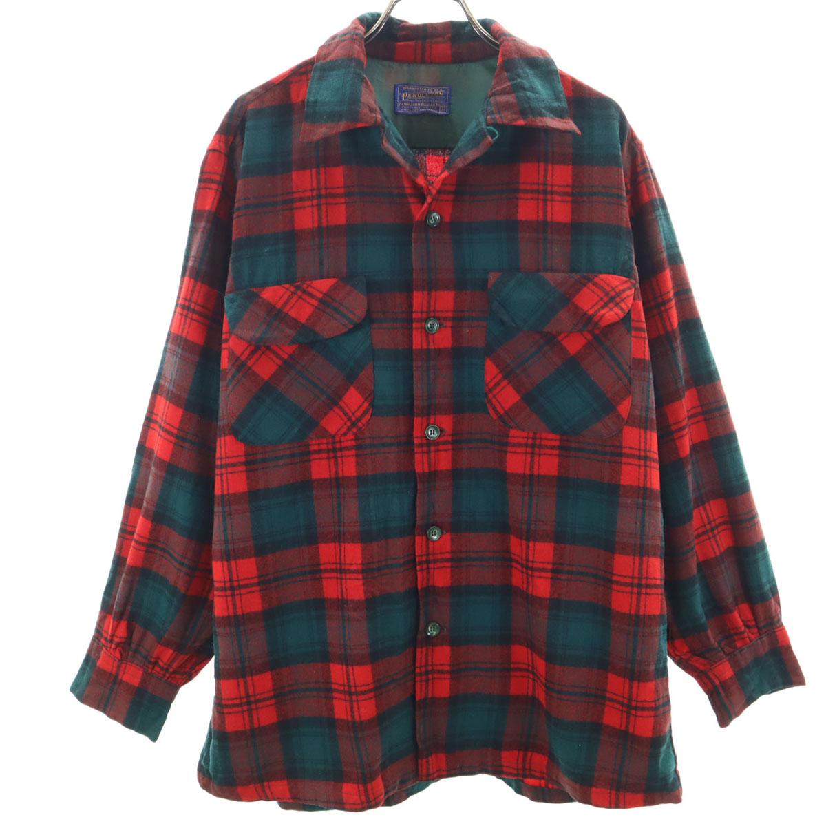 

PENDLETON 50-е годы Винтажная рубашка с длинным рукавом из смесовой шерсти в клетку Мужская Б/у