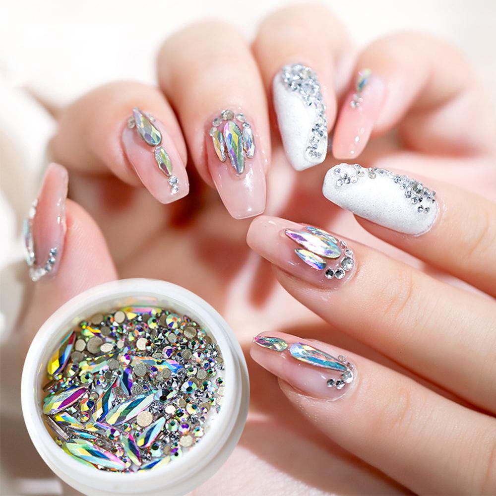 

Glitter DIY Nail Art Decorations Mixed Size Crystal Strass Glass Stones Nail Rhinestones Nail Gems