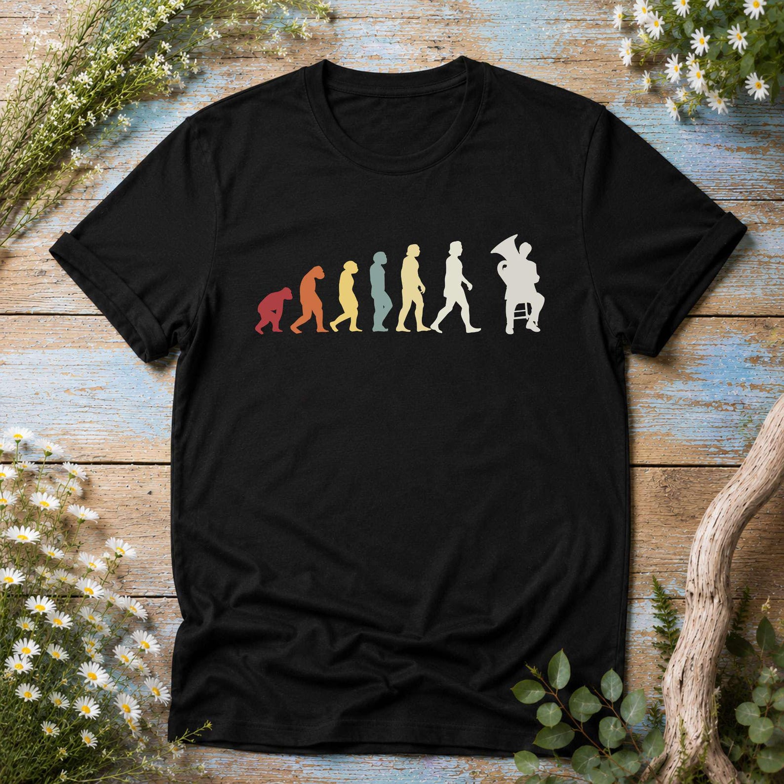 Tuba T-Shirt Tubist Evolution Instrument Gift Idea for Music Fans - Premium Shirt L