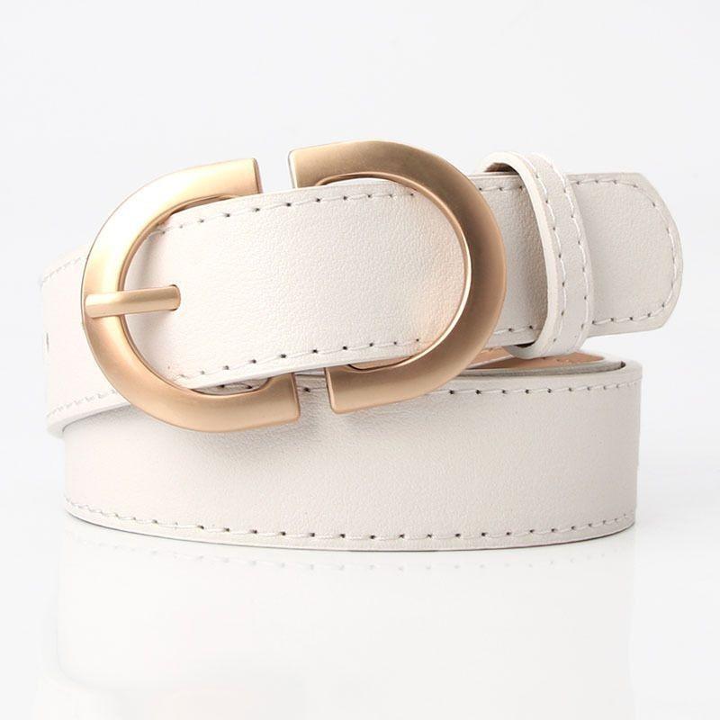 Chic Womens Korean Style Pu Buckle Belt In Black Beige Coffee For Looks Effortless