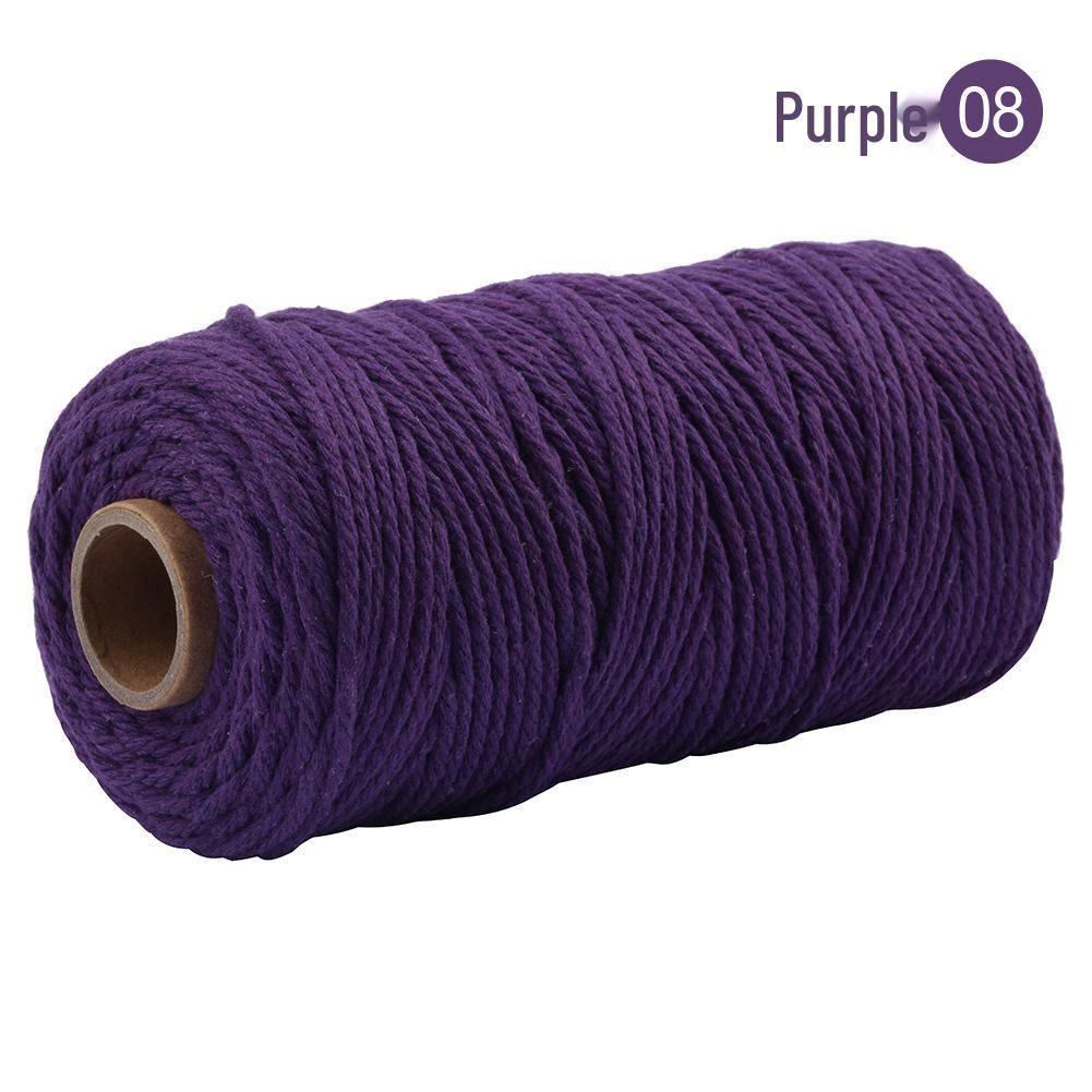 3mm Single-Color Cotton Rope for DIY Weaving - 2mm Thick Tapestry and Binding Thread