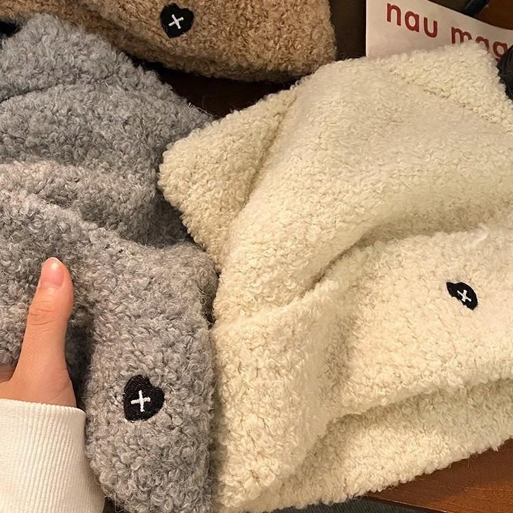 Hats for Women Knitted Cute Cat Ear Knitted Hat Love Embroidery Knitted Wool Hat Winter Warm Ear Protection Cold Hat