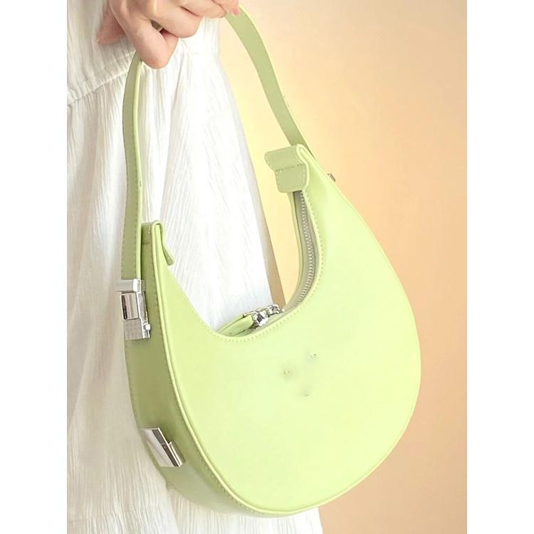 

IELGY women s simple and personalized shoulder crescent bag, versatile portable underarm bag зелёный