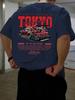 Unisexs Pure Cotton Tshirt with Racing EleUnisexts Tokyo Street Style Racing Culture Daily Attire