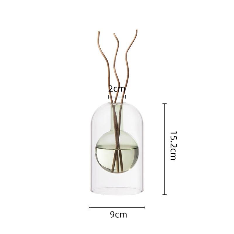Transparent Double-layer Glass Vase Scented Bottle Candlestick Incense Base Terrarium Flower Vase Home Decoration Accessories