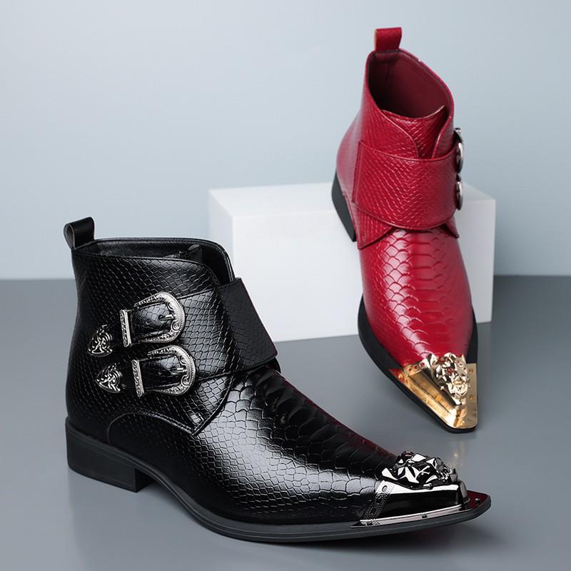 Mens Pointed Toe PU Leather Dress Casual Shoes Low-Cut Rubber Sole Business Style Slip-On