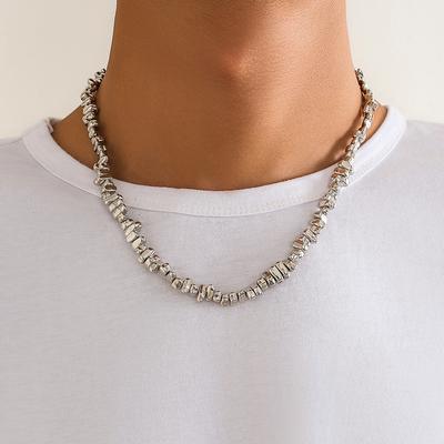 925 Sterling Silver Irregular CCB Beads Chains Short Choker Necklace for Men Trendy Beaded Chains Collar On The Neck Fashion Jewelry Male Gifts