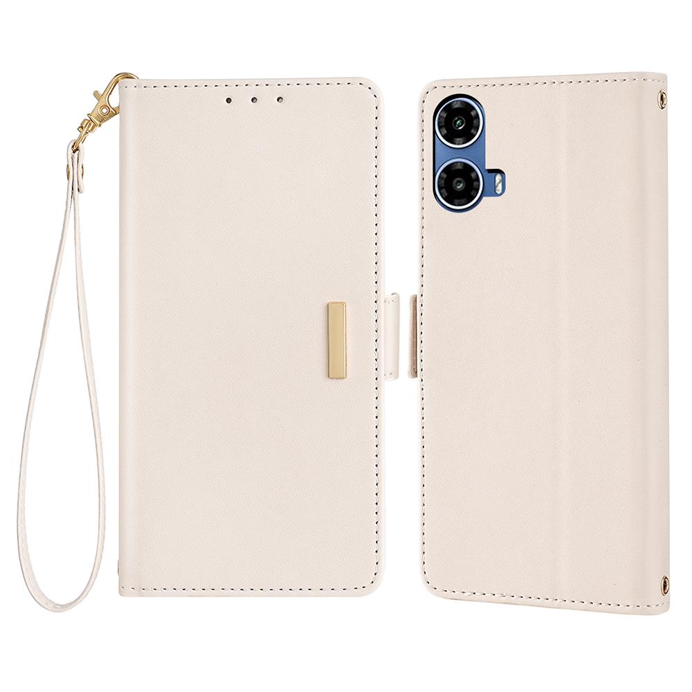 For Motorola Moto G34 5G Leather Wallet Case RFID Blocking Stand Cover with Hand Strap