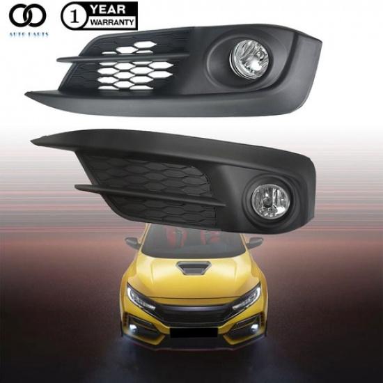 For 2016-2018 Honda Civic 2/4 Door Front Fog Lights Bumper Lamps w/Switch Kits