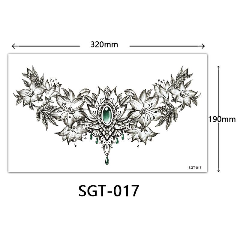 

Цветочная тату-наклейка на грудь, Наклейка-тату на грудь, Цветная тату-наклейка с большой картинкой на половину ногтя 190*320MM