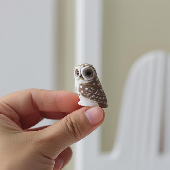 Hand-Carved Owl Figurine, Small Forest Bird Sculpture, Wooden Wildlife Animal Statue for Desk, Home Decor, Gift for Bird Lovers