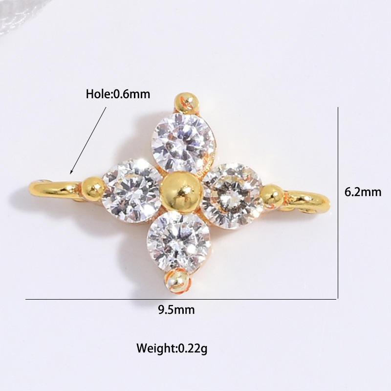 Fine 925 Sterling Silver Zircon Cross Charms Lucky Clover Zircon Connector for Jewelry 18k Gold Plated Charms