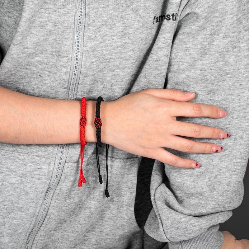 2 Stück Partnerarmbänder Handgefertigt Schwarzes Rotes Band Gemischt Unendliche Liebe Glücksbringer-Armband zum Schutz von Freunden Lieb