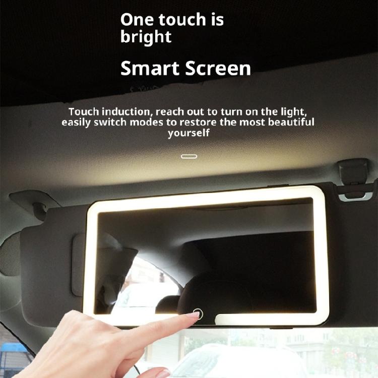 Portable Rechargeable Car Makeup Mirror With Auto Dimming LED Lights And Secure Sun Visors Attachment Quick Installation