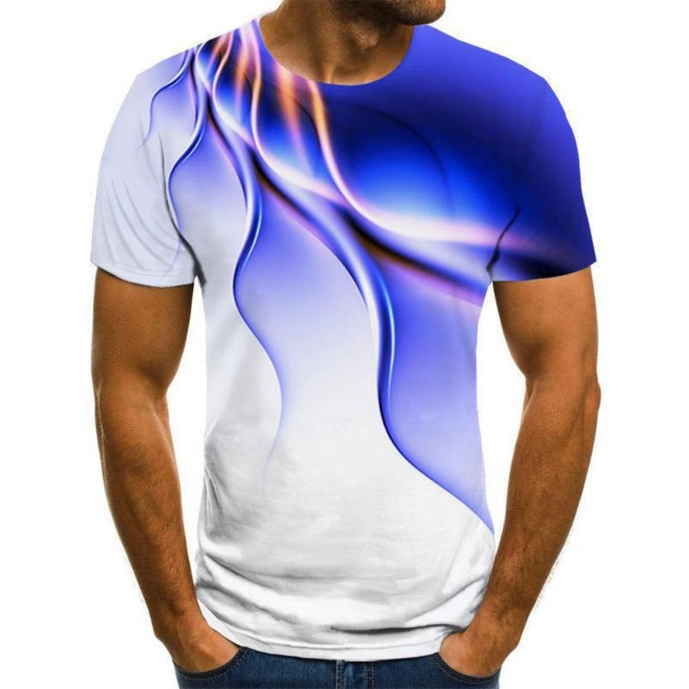 Summer hot selling 3D camouflage line printed men's sports and leisure round neck short sleeved T-shirt