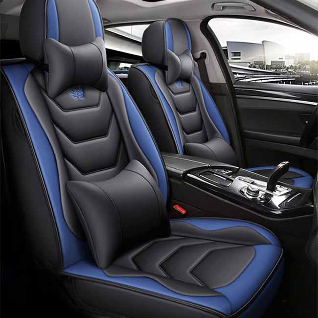 Universal Leather Car Seat Cover 5-seater Full Set of Car Seats for Most Honda Toyota Chevrolet Ford Nissan Cars, Trucks, SUVs.