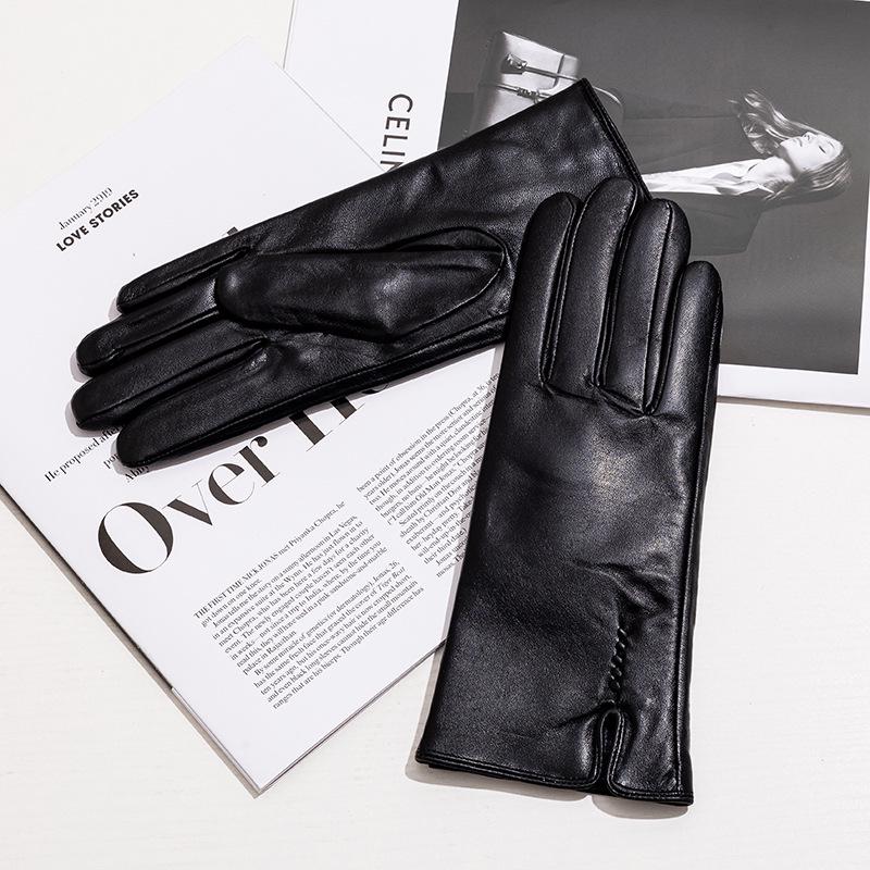Women's Genuine Leather Winter Warm Gloves for Outdoor Sports, Thickened Matching Apparel Gloves